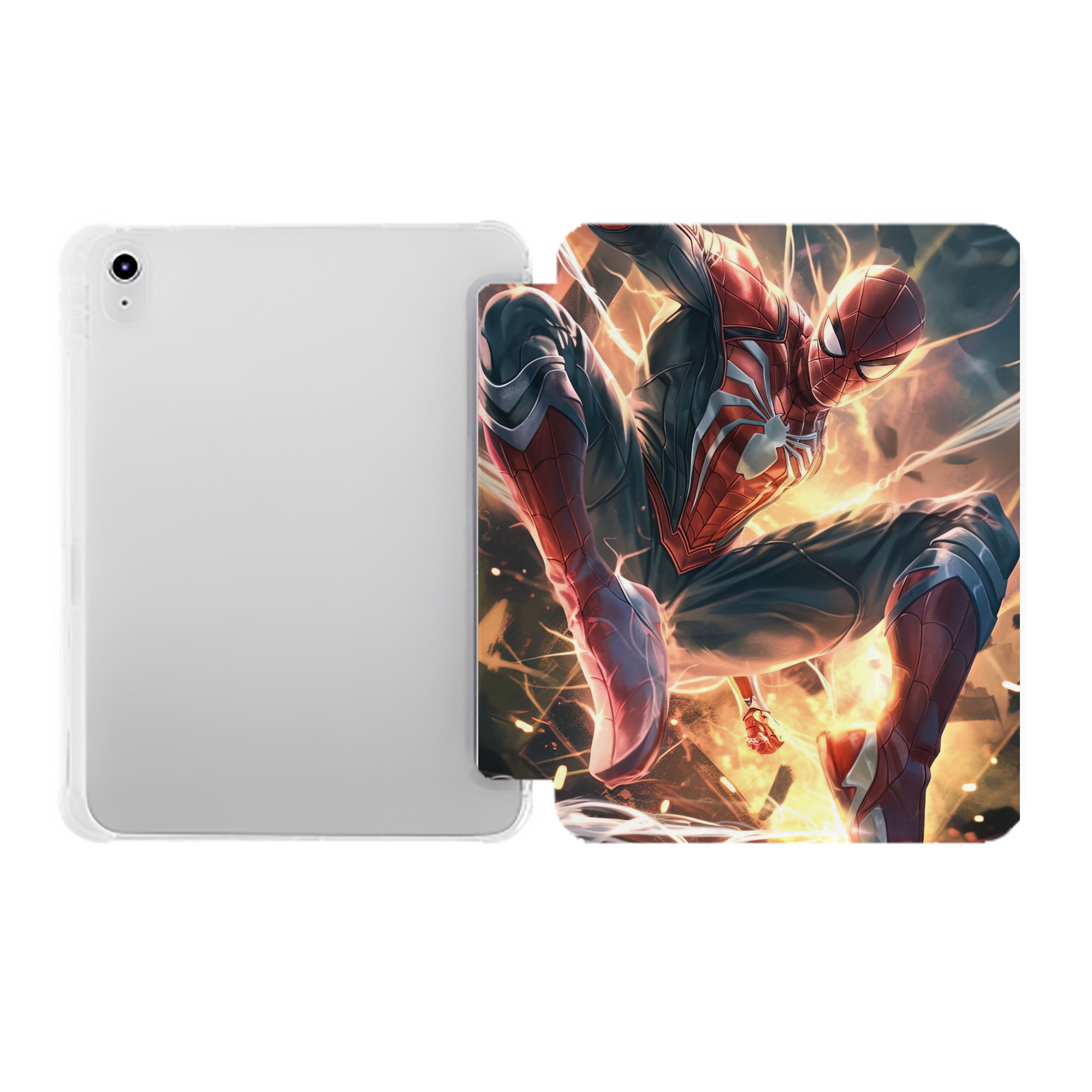 （画像用） Spider Man スパイダーマン IPad ケース ペン収納付き 三つ折りスタンド PUレザー×シリコン 対応機種9.5/10.5/10.9インチ
